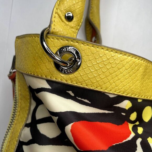 Relic Floral Yellow Reversible Tote Shoulder Bag Fabric Nylon Top Handle Zip - Picture 7 of 9